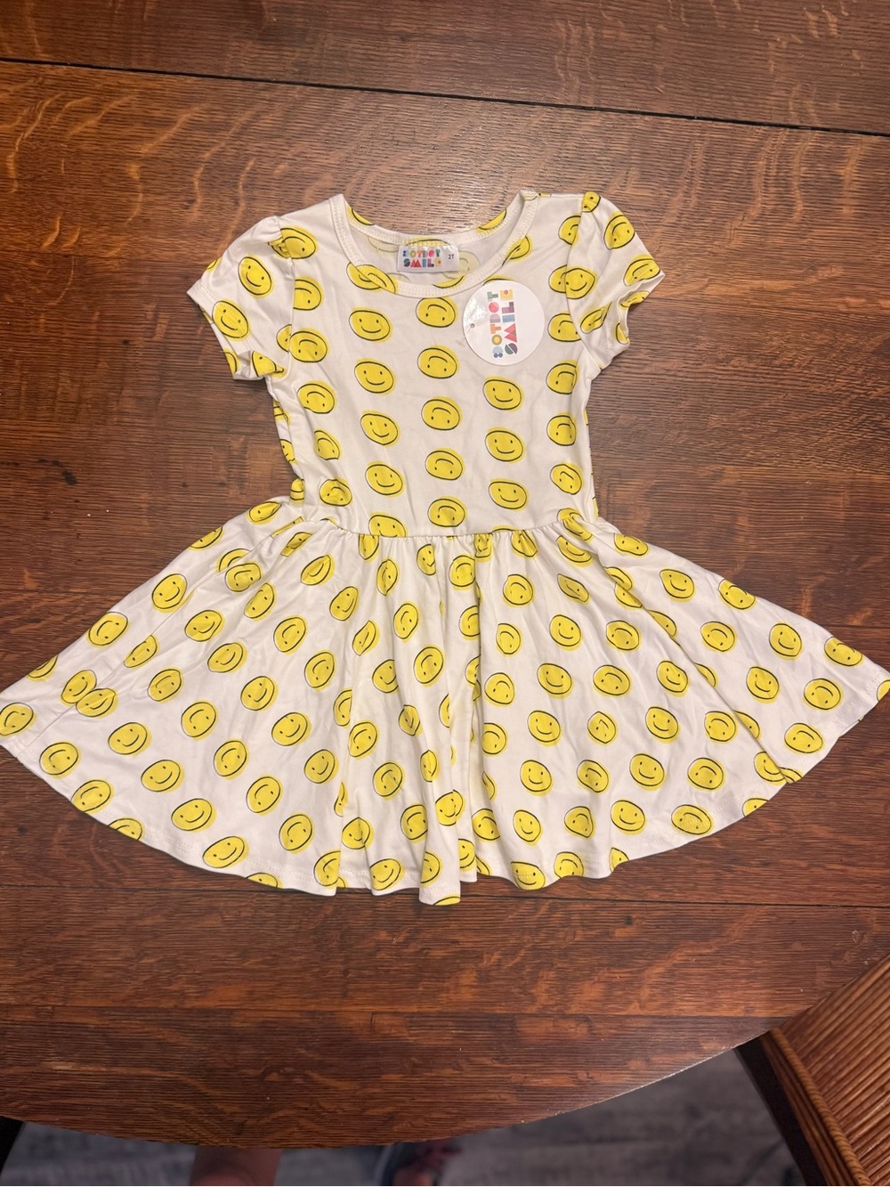 Dot Dot Smile Yellow Smiley Print Twirl Dress